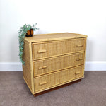Load image into Gallery viewer, Vintage Bamboo &amp; Rattan Chest of Drawers — Three Deep Drawers
