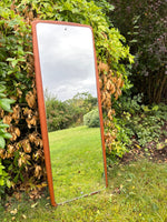 Load image into Gallery viewer, Mid Century Danish Large Teak Mirror, Vintage Tall Dressing Wall Mirror MCM
