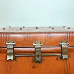 Load image into Gallery viewer, XL Vintage Metal Trunk Blanket Box, Industrial Tin Storage Chest
