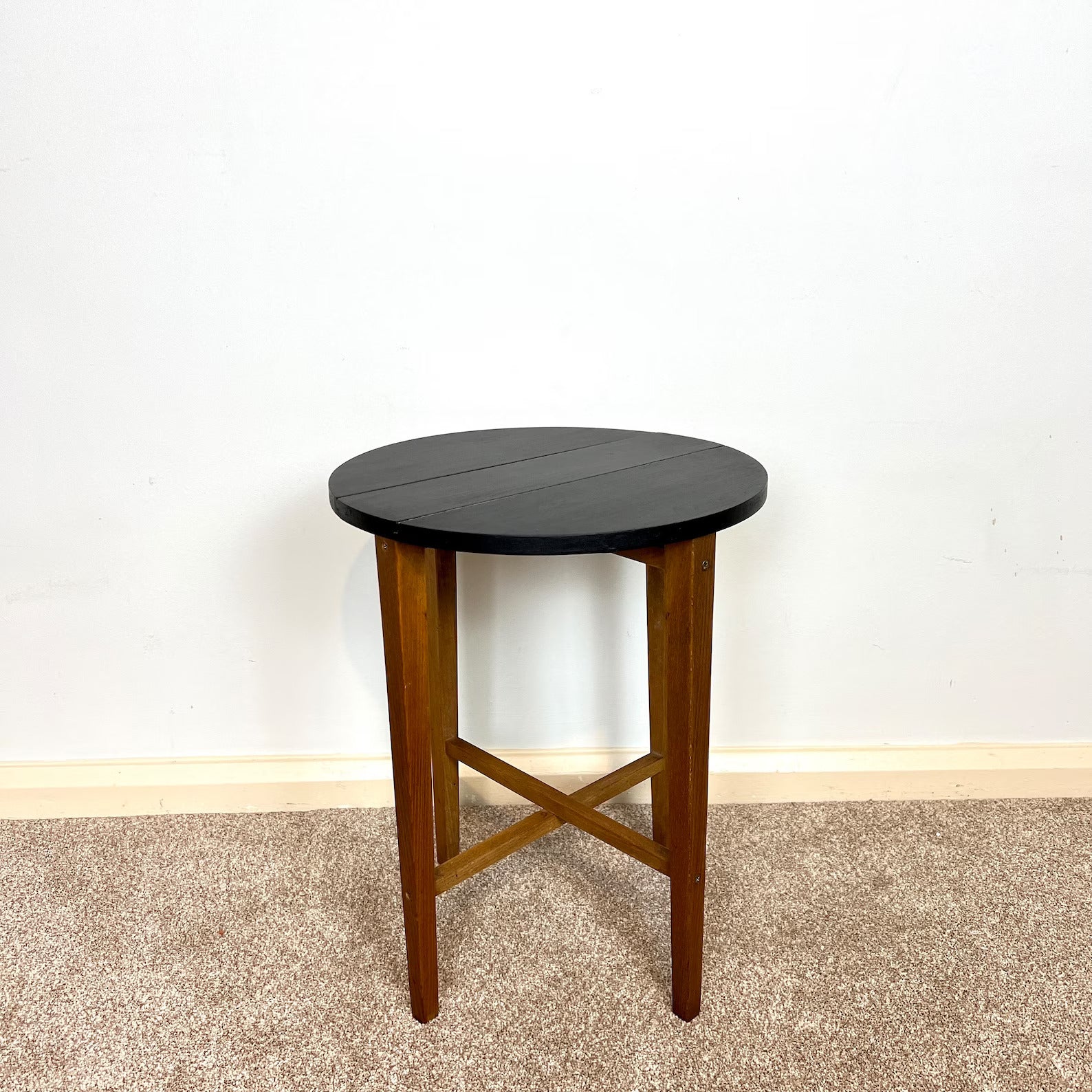Midcentury Teak Folding Small Side Bedside Table, Vintage Retro End Table, Danish Style