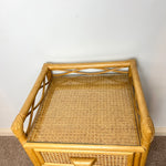 Load image into Gallery viewer, Rattan Bamboo Cane Bedside Table with drawer, Boho Retro Tiki

