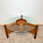 Load image into Gallery viewer, Vintage Circular Glass Top Coffee Table, 1960s Mid-Century Modern Round Coffee Table
