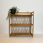 Load image into Gallery viewer, Boho Vintage Bamboo Mini Shelving Unit
