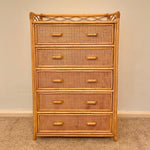 Load image into Gallery viewer, Vintage Boho Bamboo Rattan Chest of 5 Drawers
