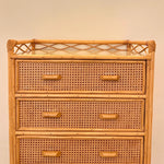 Load image into Gallery viewer, Vintage Boho Bamboo Rattan Chest of 5 Drawers
