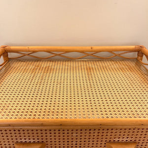 Vintage Boho Bamboo Rattan Chest of 5 Drawers