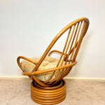 Load image into Gallery viewer, Vintage Bamboo Cane Swivel Egg Chair with seat cushion
