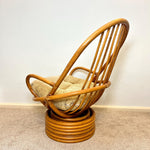 Load image into Gallery viewer, Vintage Bamboo Cane Swivel Egg Chair with seat cushion
