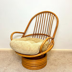 Load image into Gallery viewer, Vintage Bamboo Cane Swivel Egg Chair with seat cushion
