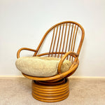 Load image into Gallery viewer, Vintage Bamboo Cane Swivel Egg Chair with seat cushion
