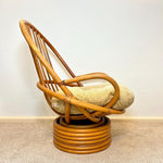 Load image into Gallery viewer, Vintage Bamboo Cane Swivel Egg Chair with seat cushion
