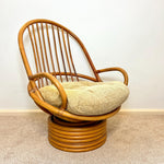 Load image into Gallery viewer, Vintage Bamboo Cane Swivel Egg Chair with seat cushion
