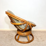 Load image into Gallery viewer, Vintage Rattan Swivel Moon Chair — Sage Green Cushion
