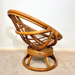 Load image into Gallery viewer, Vintage Rattan Swivel Moon Chair — Sage Green Cushion
