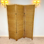 Load image into Gallery viewer, Vintage Wicker Three Panel Room Divider — 1980s
