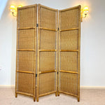 Load image into Gallery viewer, Vintage Wicker Three Panel Room Divider — 1980s

