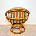 Load image into Gallery viewer, Vintage Rattan Swivel Moon Chair — Sage Green Cushion
