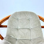 Load image into Gallery viewer, Vintage Rattan Swivel Moon Chair — Sage Green Cushion
