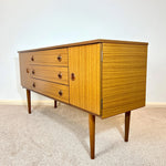 Load image into Gallery viewer, Vintage Schreiber Teak Sideboard — Three Drawers, Two Cupboards
