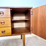 Load image into Gallery viewer, Vintage Schreiber Teak Sideboard — Three Drawers, Two Cupboards
