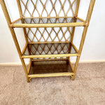 Load image into Gallery viewer, Vintage Rattan Arched Shelving Unit — Four Smoked Glass Shelves

