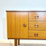 Load image into Gallery viewer, Vintage Schreiber Teak Sideboard — Three Drawers, Two Cupboards
