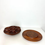 Load image into Gallery viewer, Vintage Teak Lazy Susan &amp; Cheese Board Set
