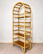 Load image into Gallery viewer, Vintage Bamboo Arched Shelving Unit — Five Tier Bookcase
