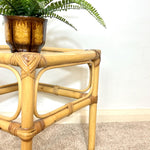 Load image into Gallery viewer, Vintage Bamboo &amp; Glass Plant Stand — Side Table

