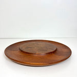 Load image into Gallery viewer, Vintage Teak Lazy Susan &amp; Cheese Board Set
