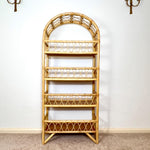 Load image into Gallery viewer, Vintage Bamboo Arched Shelving Unit — Five Tier Bookcase
