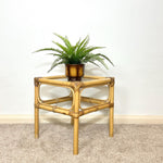 Load image into Gallery viewer, Vintage Bamboo &amp; Glass Plant Stand — Side Table
