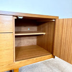 Load image into Gallery viewer, Stonehill Teak Sideboard — Three Drawers, Two Cupboards, Refinished Top
