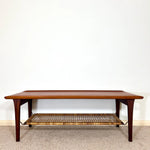 Load image into Gallery viewer, Møbelintarsia Danish Teak Coffee Table — Cane Magazine Rack
