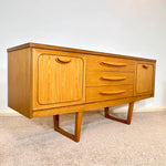 Load image into Gallery viewer, Stonehill Teak Sideboard — Three Drawers, Two Cupboards, Refinished Top
