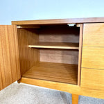 Load image into Gallery viewer, Stonehill Teak Sideboard — Three Drawers, Two Cupboards, Refinished Top
