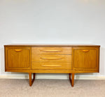 Load image into Gallery viewer, Stonehill Teak Sideboard — Three Drawers, Two Cupboards, Refinished Top
