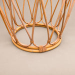 Load image into Gallery viewer, Pair of Vintage Bamboo &amp; Rattan Round Side Tables, Rippled Glass Tops
