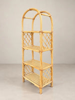 Load image into Gallery viewer, Vintage Bamboo &amp; Cane Arched Shelving Unit, Twisted Frame, Woven Shelves
