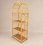 Load image into Gallery viewer, Vintage Bamboo Arched Bookcase, Ribbed Dome Top, Four Woven Shelves
