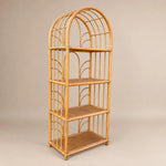 Load image into Gallery viewer, Vintage Bamboo Arched Bookcase, Ribbed Dome Top, Four Woven Shelves

