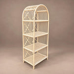 Load image into Gallery viewer, Vintage Light Beige Rattan Arched Bookcase, Cross-Braced Sides, Four Shelves
