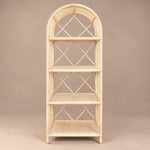 Load image into Gallery viewer, Vintage Light Beige Rattan Arched Bookcase, Cross-Braced Sides, Four Shelves
