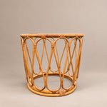 Load image into Gallery viewer, Pair of Vintage Bamboo &amp; Rattan Round Side Tables, Rippled Glass Tops
