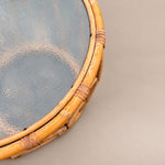 Load image into Gallery viewer, Pair of Vintage Bamboo &amp; Rattan Round Side Tables, Rippled Glass Tops
