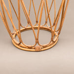 Load image into Gallery viewer, Pair of Vintage Bamboo &amp; Rattan Round Side Tables, Rippled Glass Tops
