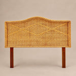 Load image into Gallery viewer, Vintage Wicker &amp; Cane King Size Headboard, Diamond Weave, Curved Top
