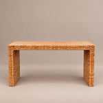 Load image into Gallery viewer, Vintage Woven Rattan Console Table, Waterfall Design, Hall Table
