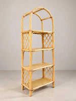 Load image into Gallery viewer, Vintage Bamboo &amp; Cane Arched Shelving Unit, Twisted Frame, Woven Shelves
