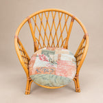 Load image into Gallery viewer, Pair of Vintage Bamboo Cane Barrel Armchairs, Diamond Lattice, Round Cushions
